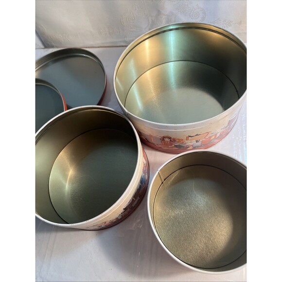 Christmas Design tins, lot of 3, Nesting tins, all the same pattern - Picture 4 of 8